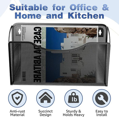 MINDEPOT Wall File Organizer, Hanging Wall File Holder, 1 Pack, Metal Mesh Wall - Image 4