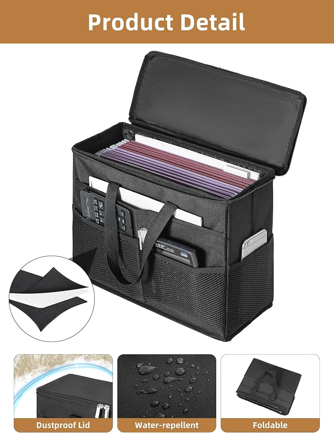 Qozary 2 Pack File Folder Organizer Box-Hanging File Tote Bag - Image 2