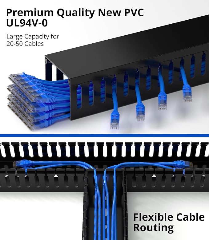 ZhiYo H2in x W2.4in Professional Server Rack Cable Management Raceway, 95in - Image 4