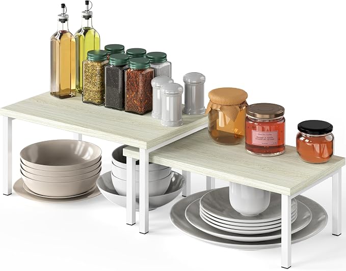 Simple Houseware Stackable Cabinet Counter Shelf Wooden Surface, Maple | by SimpleHouseware