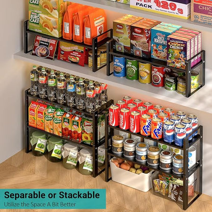 2 Pack Expandable Cabinet Organizer Shelves, 88lbs High Weight Capacity - Image 4