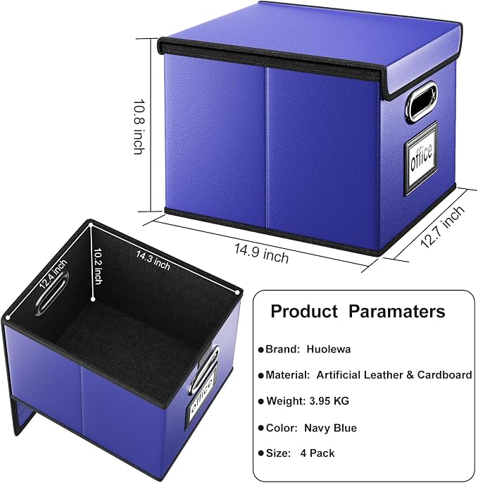 File Organizer Box with Lids, Collapsible File Folder Organizer | File Box with - Image 6