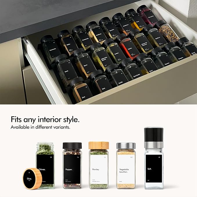 KIVY Spice Jars with Labels Glass Seasoning Containers with Airtight Lids - Image 6