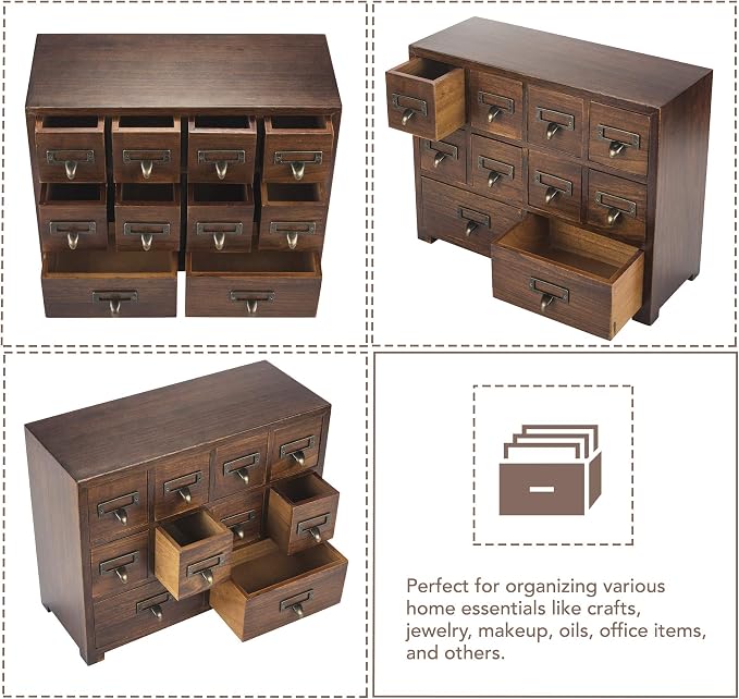 Traditional Card Catalog Solid Wood Small Chinese Medicine Small Curio Cabinet - Image 8