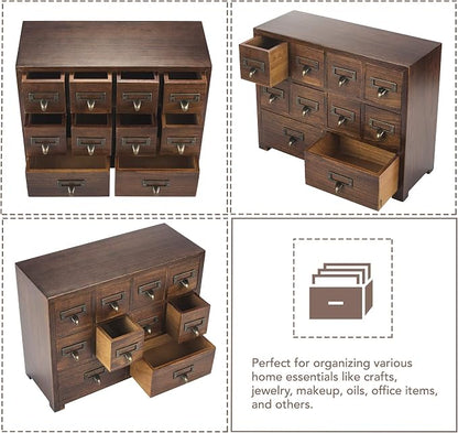 Traditional Card Catalog Solid Wood Small Chinese Medicine Small Curio Cabinet - Image 8