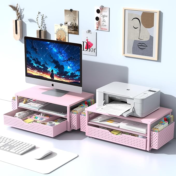Spacrea Desk Organizer and Accessories, Computer Monitor Stand Riser - Image 7