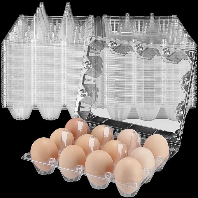 Tanlade 100 Pcs Plastic Egg Carton, 12 Grids Clear Chicken Egg Tray Disposable - Image 7