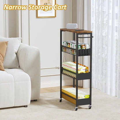 Vincona 7.1" Wide Slim Rolling Utility Cart, 4 Tier Metal Narrow Storage Cart - Image 6