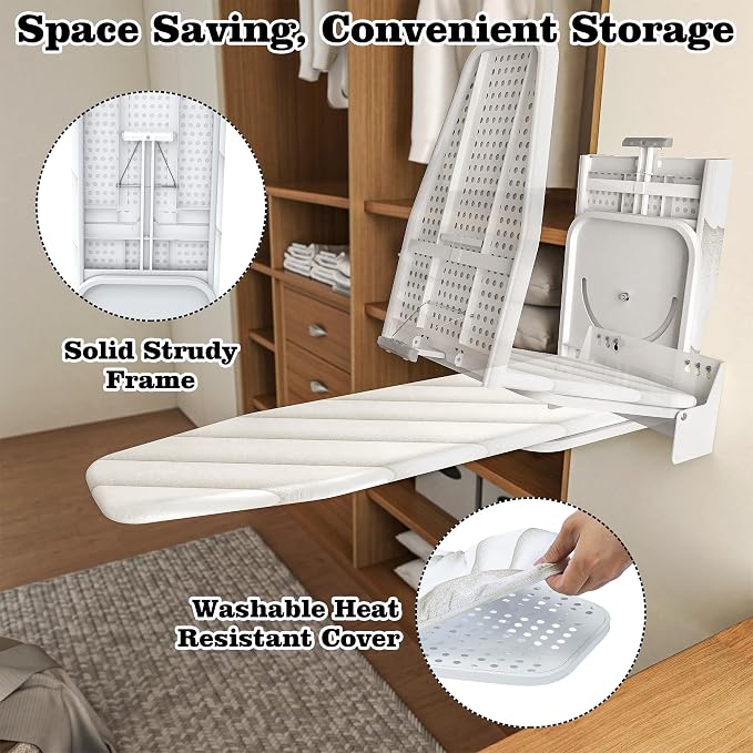 Wall-Mounted Ironing Board 37.4" x 11.8" Compact Mount Fold Down Iron Board - Image 3