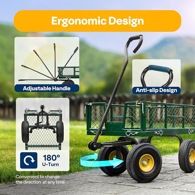 VIVOHOME Heavy Duty 880 Lbs Capacity Mesh Steel Garden Cart Folding Utility - Image 7