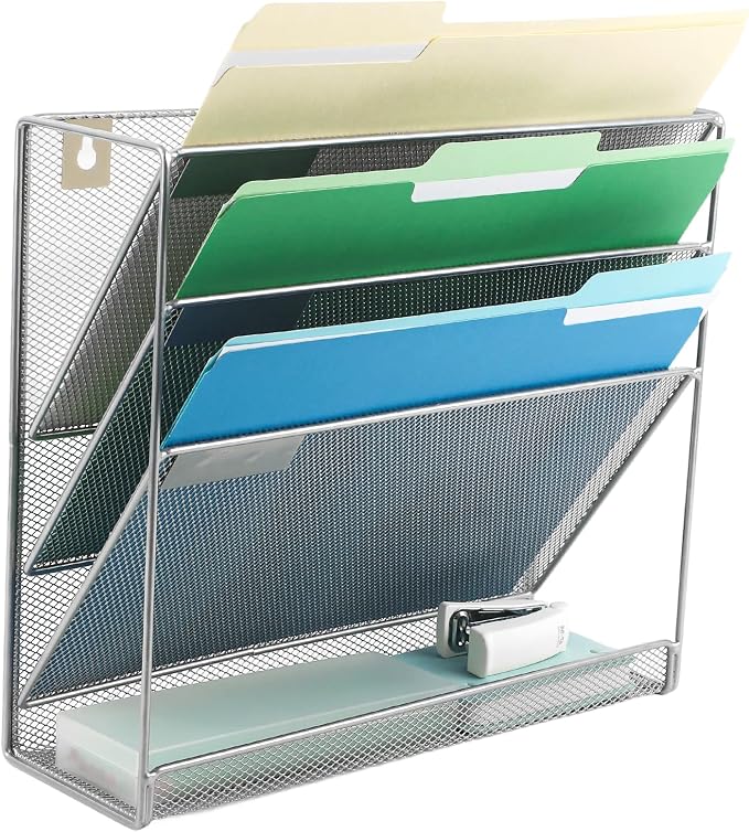 EASEPRES Desk File Organizer Mesh 4-Tier, Hanging Wall Mount Document - Image 7