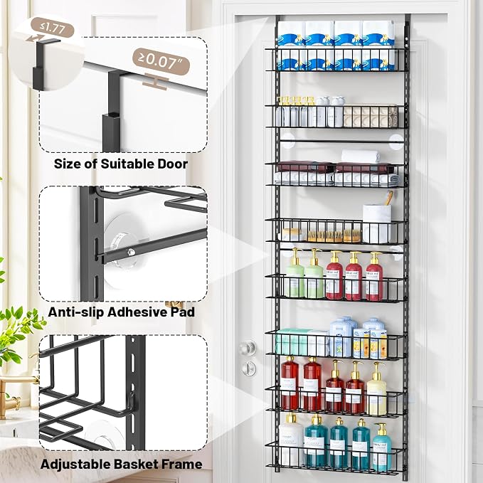 ElegantArray 8-Tier Pantry Door Organizer, Hanging Spice Rack Shelves, Home - Image 5