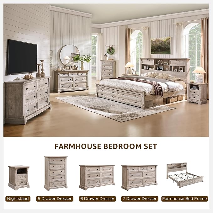 T4TREAM Farmhouse 7 Drawers Dresser - Image 6