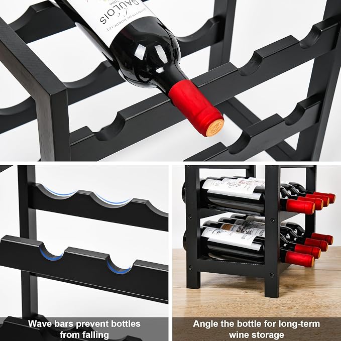 VASMIA Wine Rack Freestanding Floor, 6-Tier Display Wine Storage Shelves - Image 5