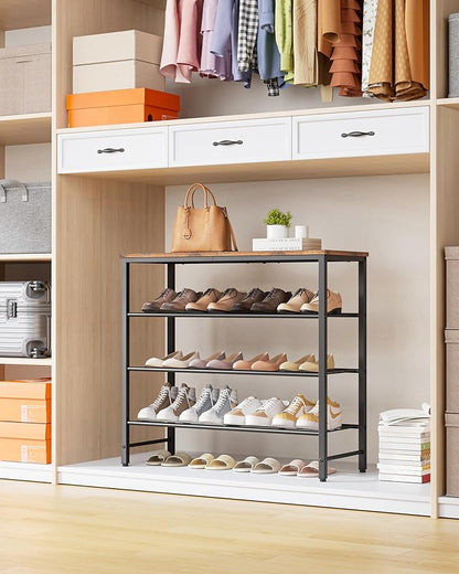 Kitsure Shoe Rack for Closet, Rustic Brown Shoe Organizer - Image 4