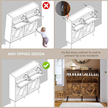 Nicetree Shoe Cabinet Storage for Entryway, Freestanding Shoe Storage Cabinet - Image 7