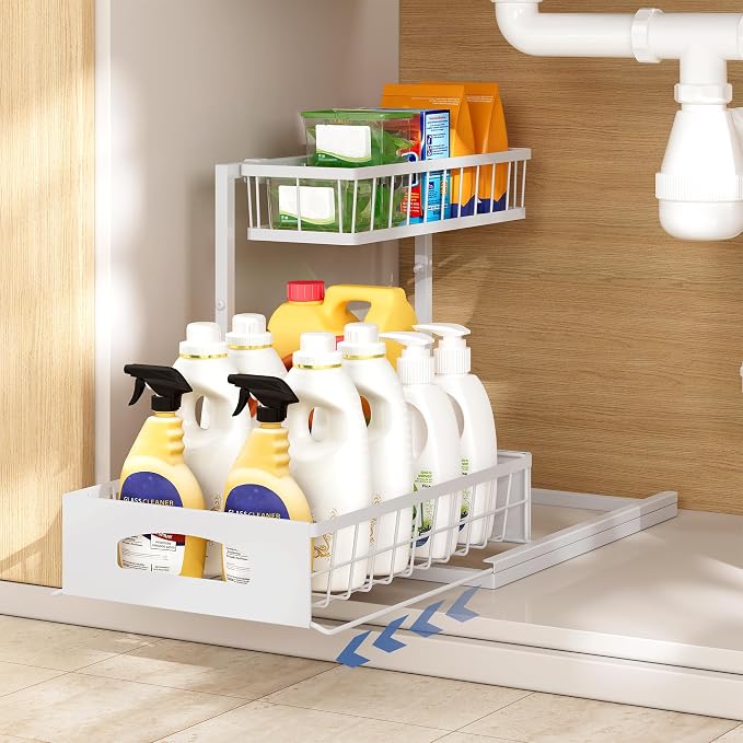 Under Sink Organizer, 2 Pack Height Adjustable Cabinet Organizer - Image 8