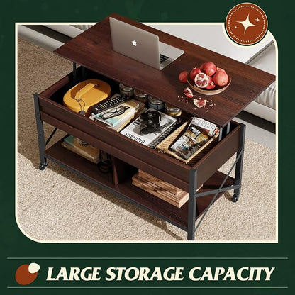 WLIVE Coffee Table, 41.3" Lift Top Coffee Table - Image 6