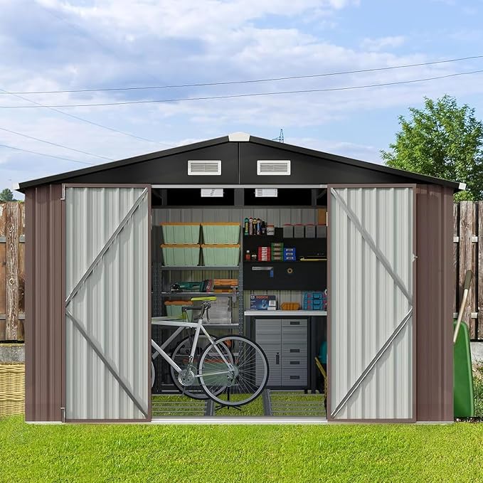 Aoxun 9.4x7.3x6.5 FT Outdoor Metal Storage Shed by Aoxun