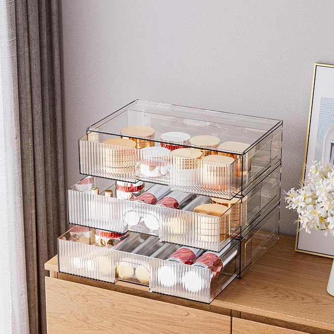ZHIAI Stackable Storage Drawer, 3 Piece Acrylic Organiser - Image 4