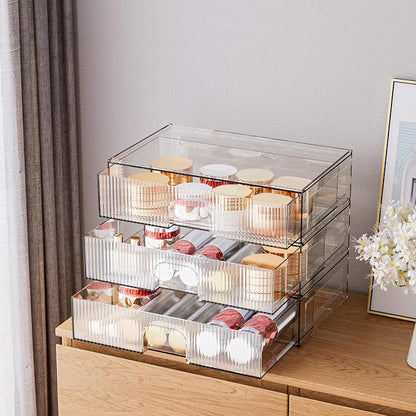 ZHIAI Stackable Storage Drawer, 3 Piece Acrylic Organiser - Image 4