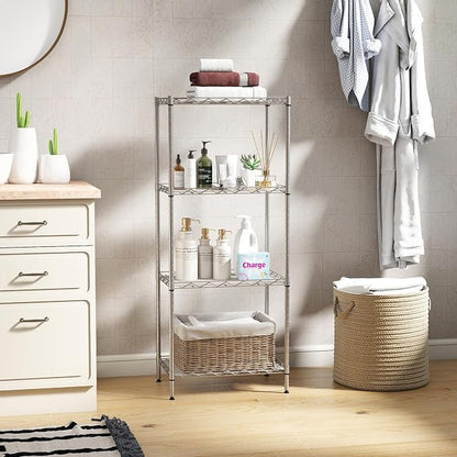 BestOffice | 4-Tier Wire Storage Shelves | 12"D x 18"W x 44"H | Chrome | - Image 2