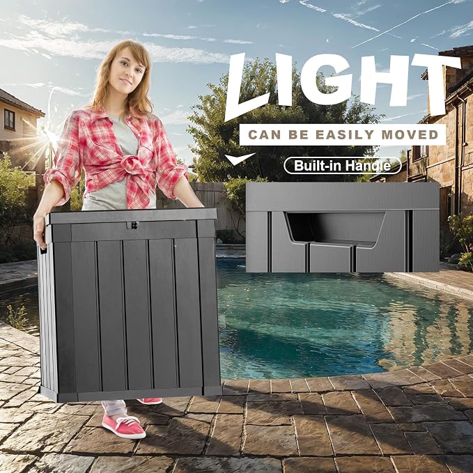 51 Gallon Resin Deck Box, Lockable Patio Outdoor Storage Box - Image 6