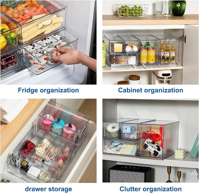 Fridge Drawer Pull Out Stackable Bins, Fridge Organizer Storage - Image 7