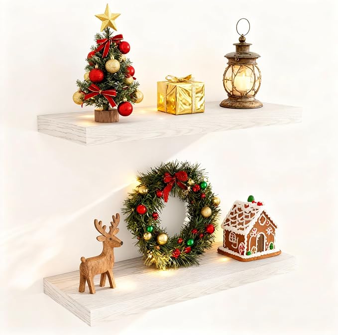 24 Inch Floating Shelves for Wall 2 Pack for Bedroom|Kitchen|Bathroom, Wall by FunMemories