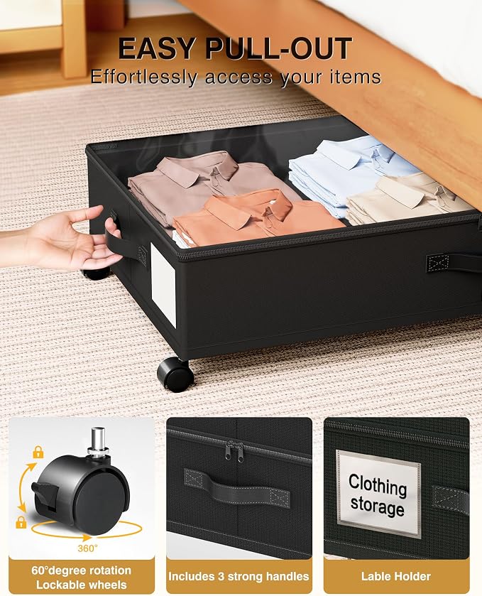 Under Bed Storage with Wheels, 7.5-10.6 inchTall Adjustable Storage - Image 5