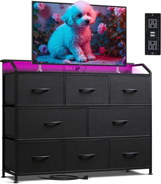 WLIVE Dresser for Bedroom, 8 Drawer LED Dresser by WLIVE