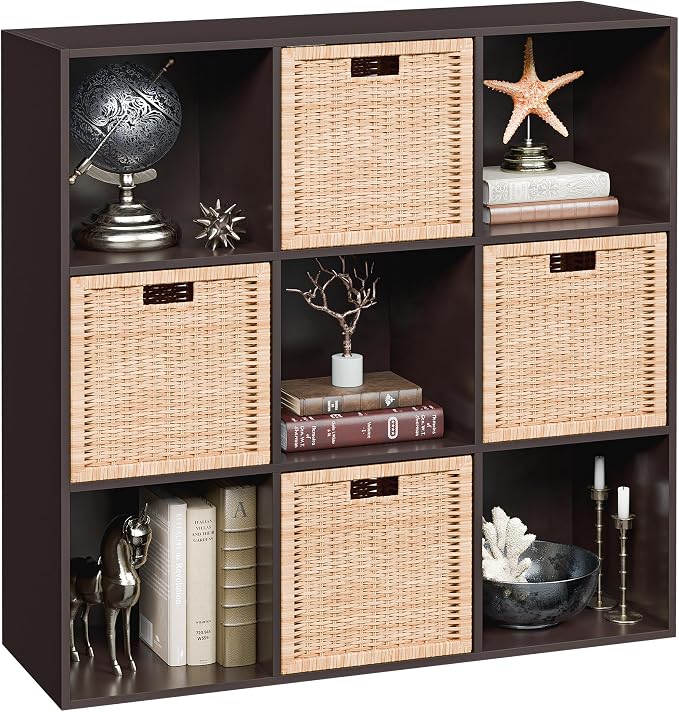 9 Cube Storage Organizer Wooden Display Storage Shelf W/5 Removable Back by JupiterForce