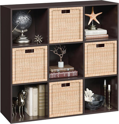9 Cube Storage Organizer Wooden Display Storage Shelf W/5 Removable Back by JupiterForce