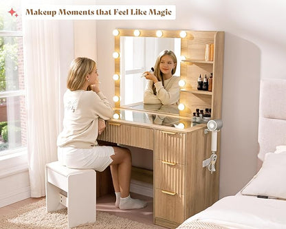 AMERLIFE 36.2" Fluted Vanity Desk - Image 4