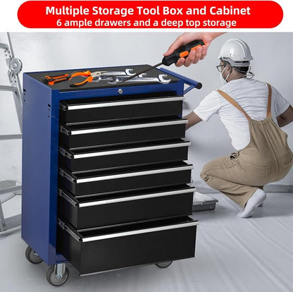 6-Drawer Rolling Tool Chest Cabinet, Large Capacity Metal Tool Box - Image 5