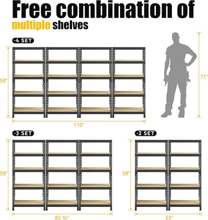 PrimeZone Storage Shelves 3 Pack 5 Tier Adjustable Garage Storage Shelving - Image 8