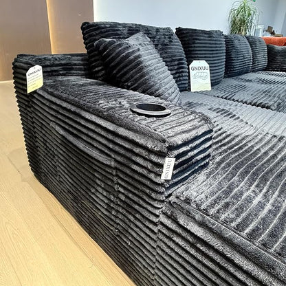 GNIXUU 133.5" U Shaped Black Boneless Sectional Couch - Image 9