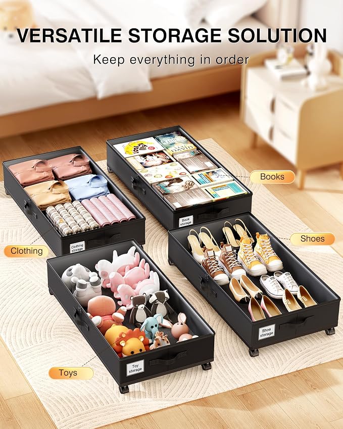 Under Bed Storage with Wheels, 7.5-10.6 inchTall Adjustable Storage - Image 7