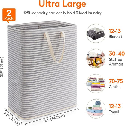 Lifewit 2 Pack Laundry Basket 125L Each, Collapsible Clothes Hamper - Image 3