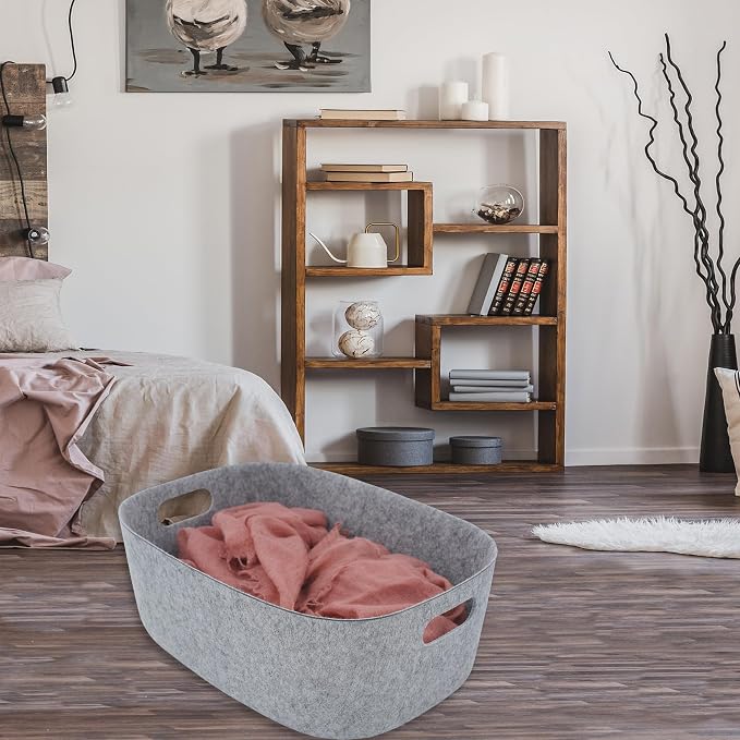 Welaxy Large Storage Basket Felt Open Desk Organize bin Shelf baskets - Image 3