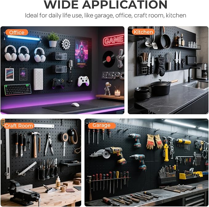 INCLY 90PCS Pegboard Wall Organizer, 6 Pack Metal Peg Board Panels - Image 7