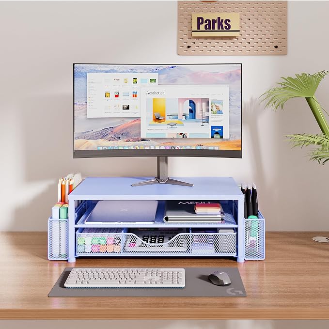 OPNICE Desk Organizers and Accessories, 2-Tier Computer Monitor Stand Riser - Image 2