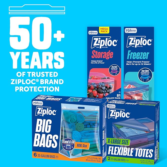 Ziploc Flexible Totes, X-Large Size, 22 Gallon, Flexible & Stackable Clothing - Image 6