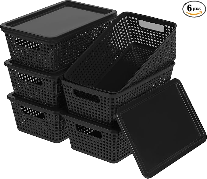 Plastic Storage Baskets With Lid, Storage Bins by Anywish