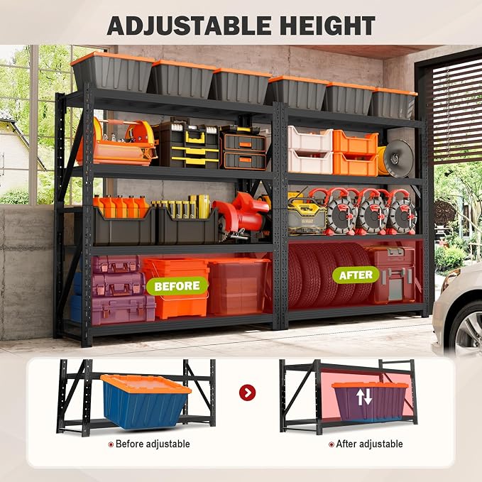 4000LBS Garage Shelving Heavy Duty, 48” W Storage Shelves, 4-Tier Adjustable - Image 4