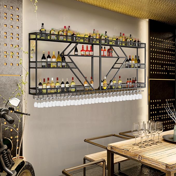 94.4in Wine Rack Wall Mounted, Modern Wine Storage Rack Wall Mounted - Image 4