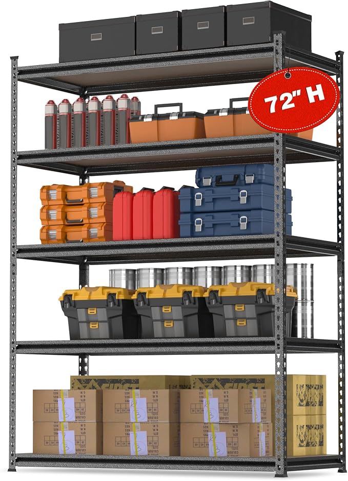 WORKPRO 5-Tier Metal Storage Shelving Unit, 36”W x 18”D x 72”H, Adjustable by WORKPRO