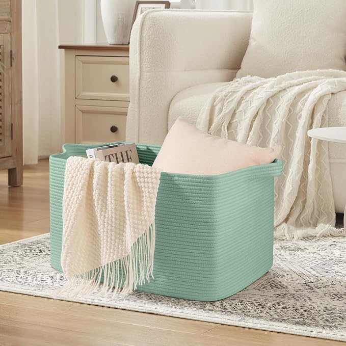 95L Extra Large Blanket Basket, Rectangle Nursery Blanket Storage - Image 3