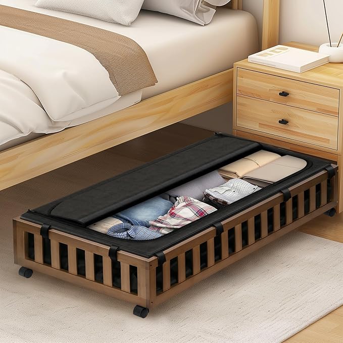 2 Pack Bamboo Under Bed Storage - Image 6