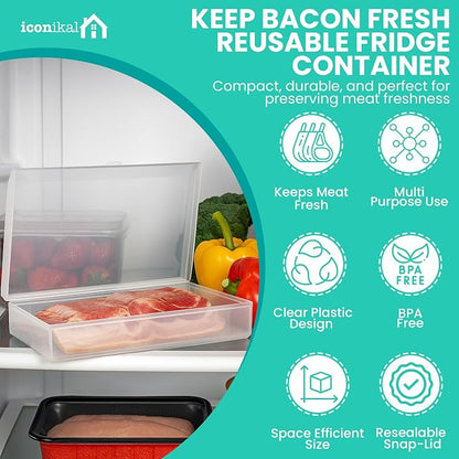 Iconikal Bacon Saver Deli Meat Storage Container 1-lb Capacity 11x6.5-Inch - Image 2